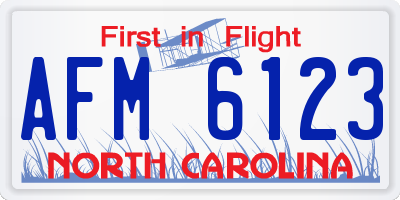 NC license plate AFM6123