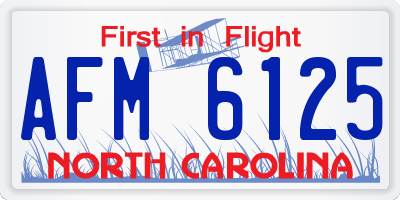 NC license plate AFM6125
