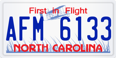 NC license plate AFM6133