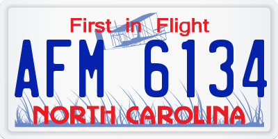 NC license plate AFM6134