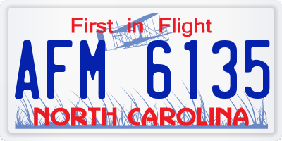 NC license plate AFM6135