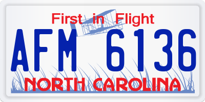 NC license plate AFM6136