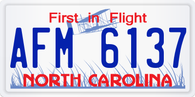 NC license plate AFM6137