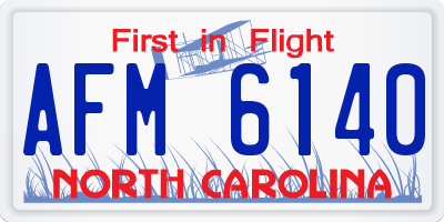 NC license plate AFM6140