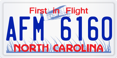 NC license plate AFM6160