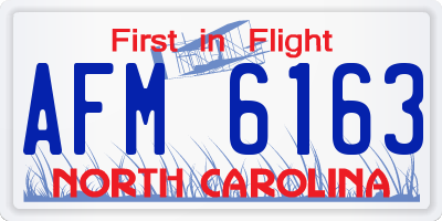 NC license plate AFM6163