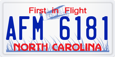 NC license plate AFM6181