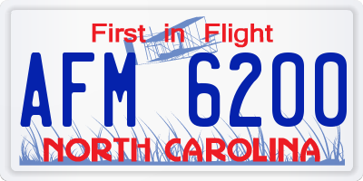 NC license plate AFM6200