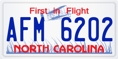 NC license plate AFM6202
