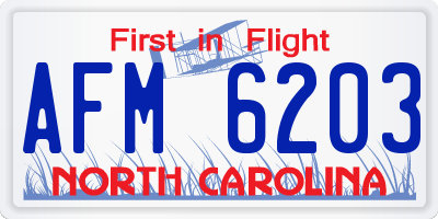 NC license plate AFM6203