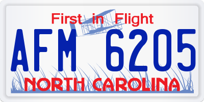 NC license plate AFM6205