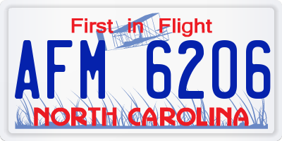 NC license plate AFM6206
