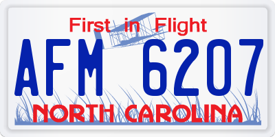 NC license plate AFM6207