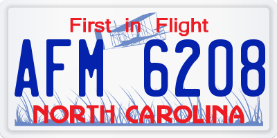 NC license plate AFM6208