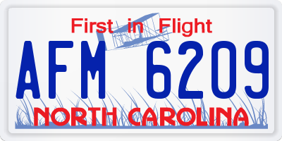 NC license plate AFM6209