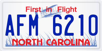 NC license plate AFM6210