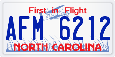 NC license plate AFM6212