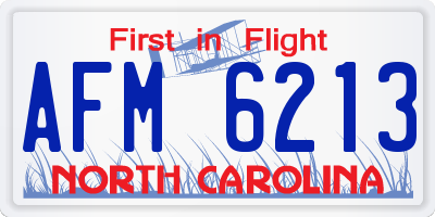 NC license plate AFM6213
