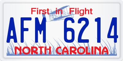 NC license plate AFM6214