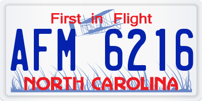 NC license plate AFM6216
