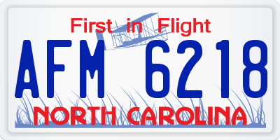 NC license plate AFM6218