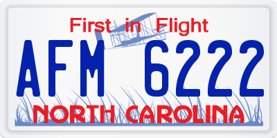 NC license plate AFM6222