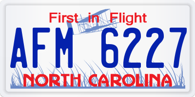 NC license plate AFM6227