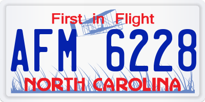 NC license plate AFM6228