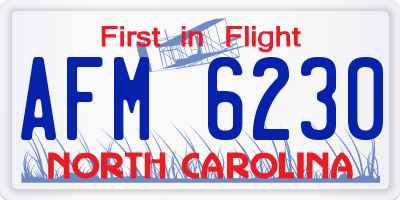 NC license plate AFM6230