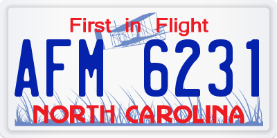 NC license plate AFM6231