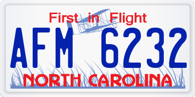NC license plate AFM6232