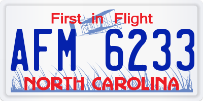 NC license plate AFM6233