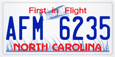NC license plate AFM6235