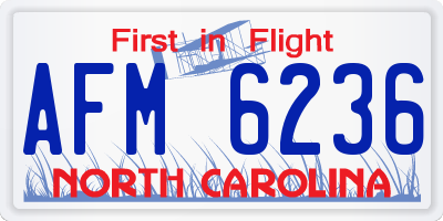 NC license plate AFM6236