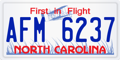 NC license plate AFM6237
