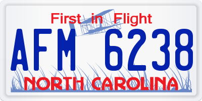 NC license plate AFM6238