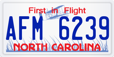 NC license plate AFM6239