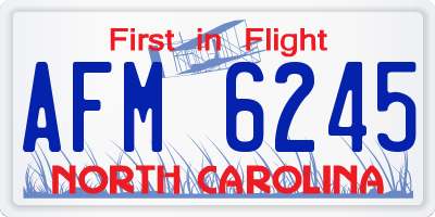 NC license plate AFM6245
