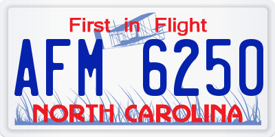 NC license plate AFM6250