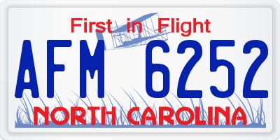 NC license plate AFM6252