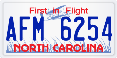 NC license plate AFM6254