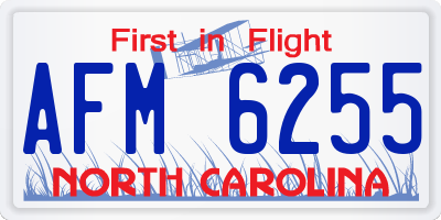 NC license plate AFM6255