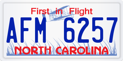 NC license plate AFM6257