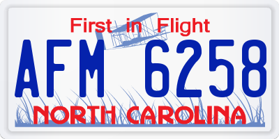 NC license plate AFM6258
