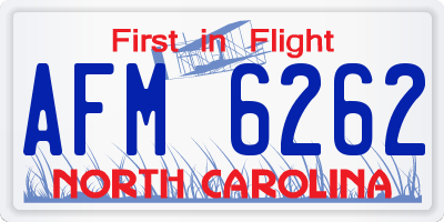 NC license plate AFM6262