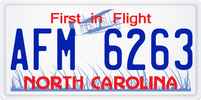 NC license plate AFM6263