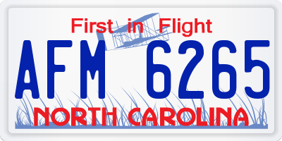 NC license plate AFM6265