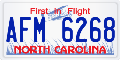 NC license plate AFM6268