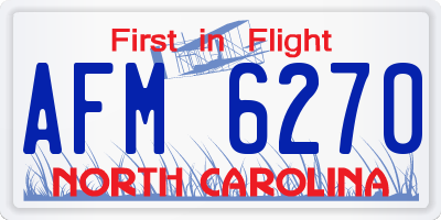 NC license plate AFM6270