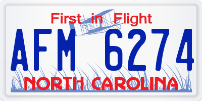 NC license plate AFM6274